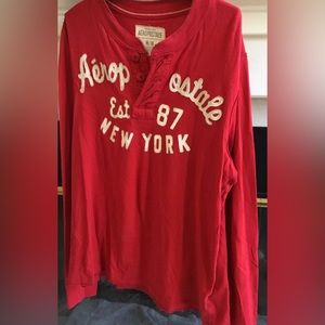 Mens long sleeve Henley shirt